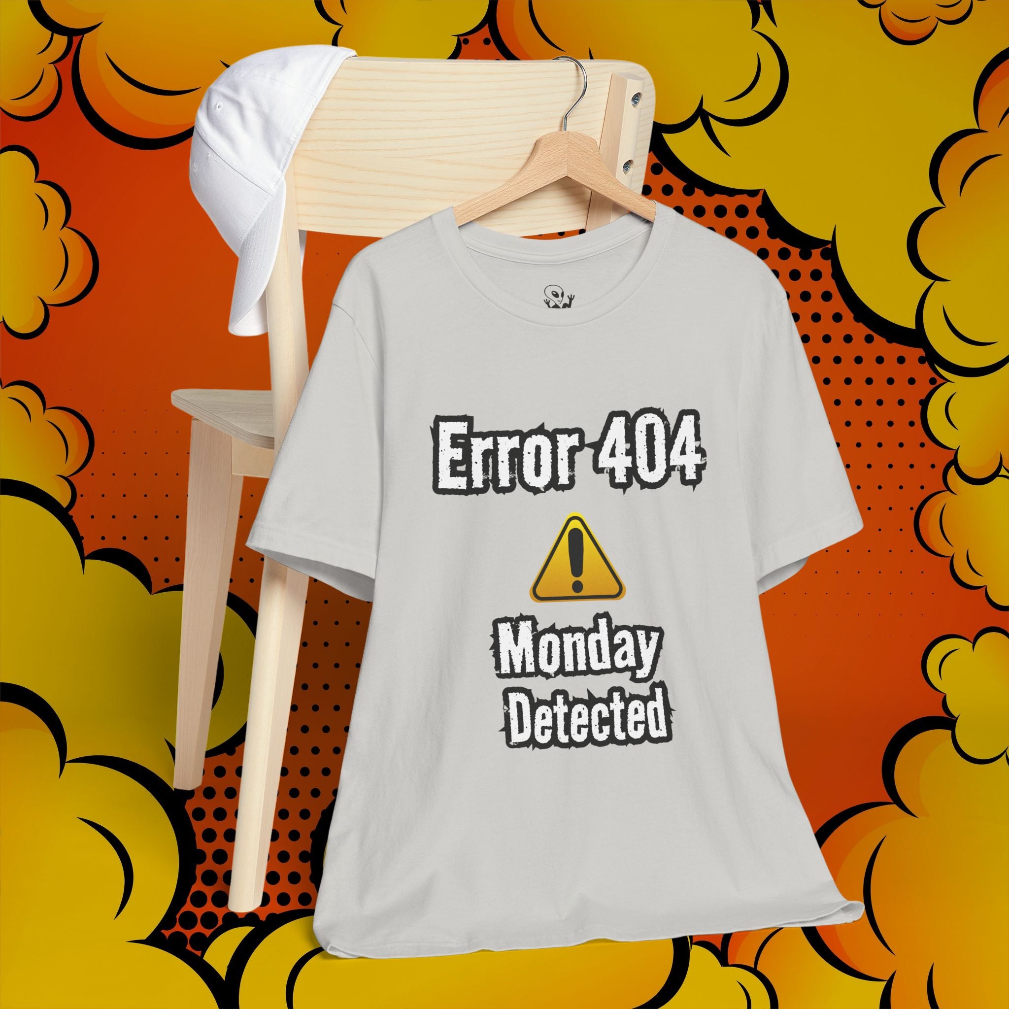 Error 404: Monday Detected T‑Shirt — Funny Tech Humor Tee for Geeks & Monday Haters