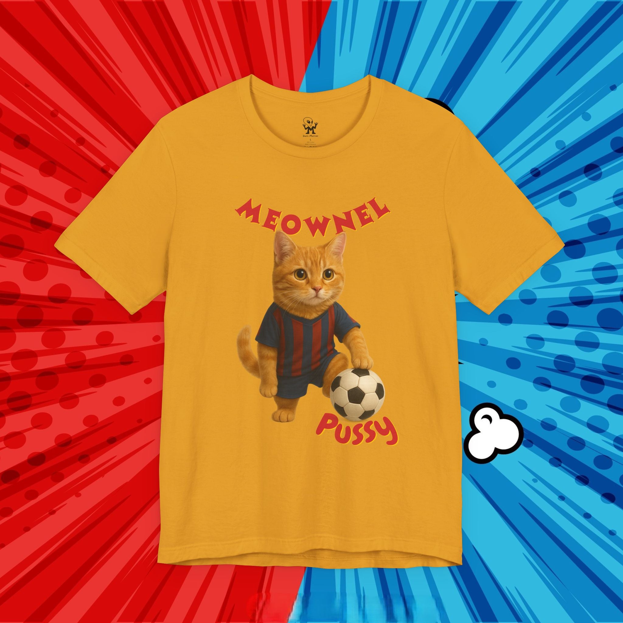 Meownel Pussy T-Shirt – Funny Cat Pun Soccer Tee for Pet Lovers, Football Fans & Parody Streetwear