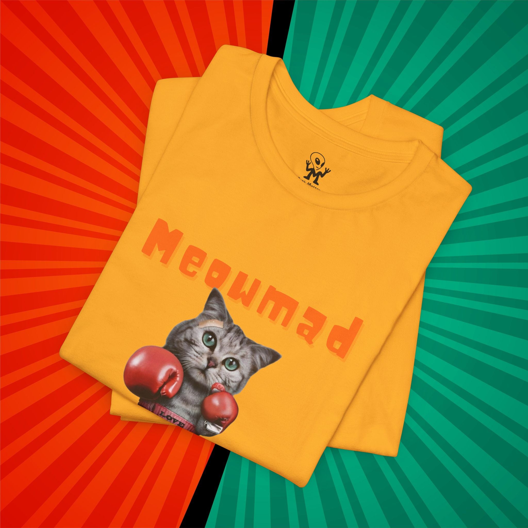 Meowmad Ali Cat Boxing T‑Shirt - Funny Cat Pun Boxing Tee for Cat Lovers, boxing humor, Animal puns