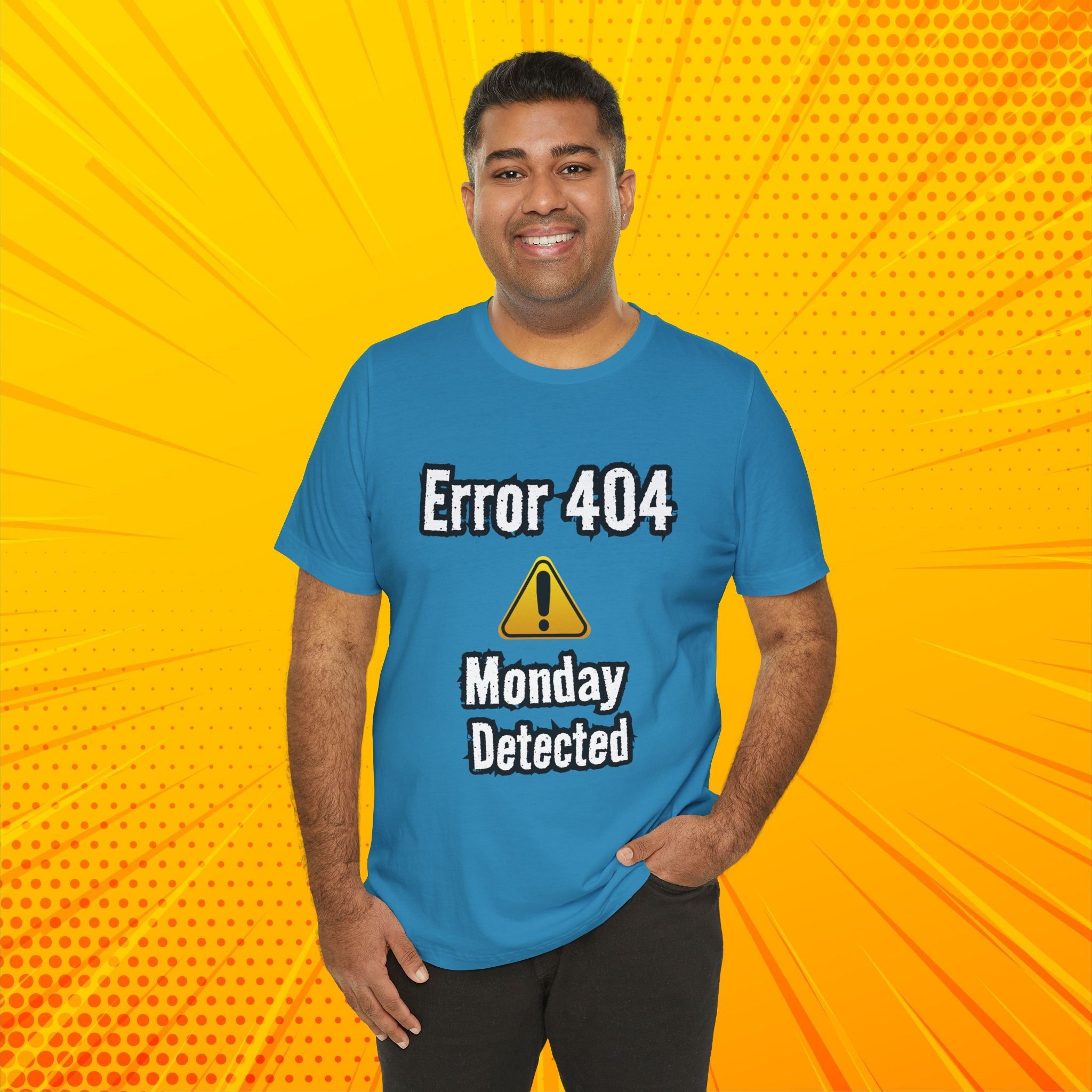 Error 404: Monday Detected T‑Shirt — Funny Tech Humor Tee for Geeks & Monday Haters