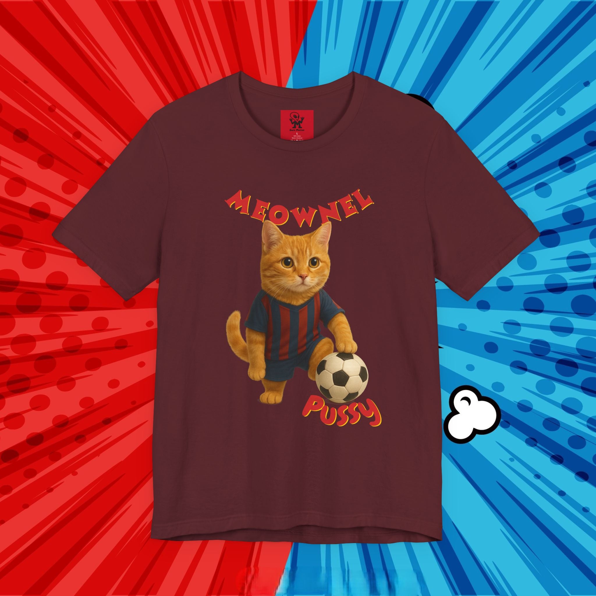 Meownel Pussy T-Shirt – Funny Cat Pun Soccer Tee for Pet Lovers, Football Fans & Parody Streetwear