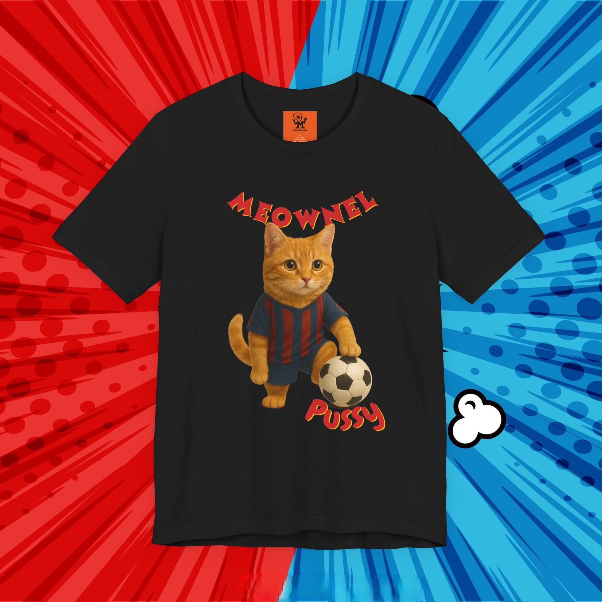 Meownel Pussy T-Shirt – Funny Cat Pun Soccer Tee for Pet Lovers, Football Fans & Parody Streetwear