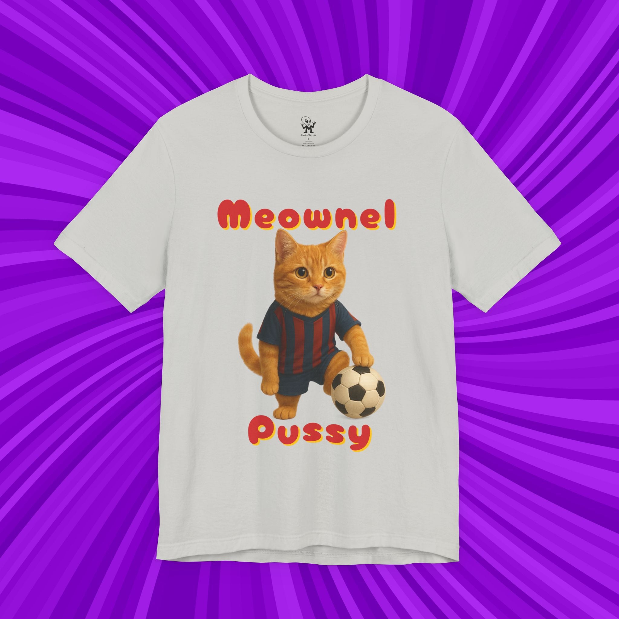 Meownel Pussy T-Shirt – Funny Cat Pun Soccer Parody Unisex Streetwear