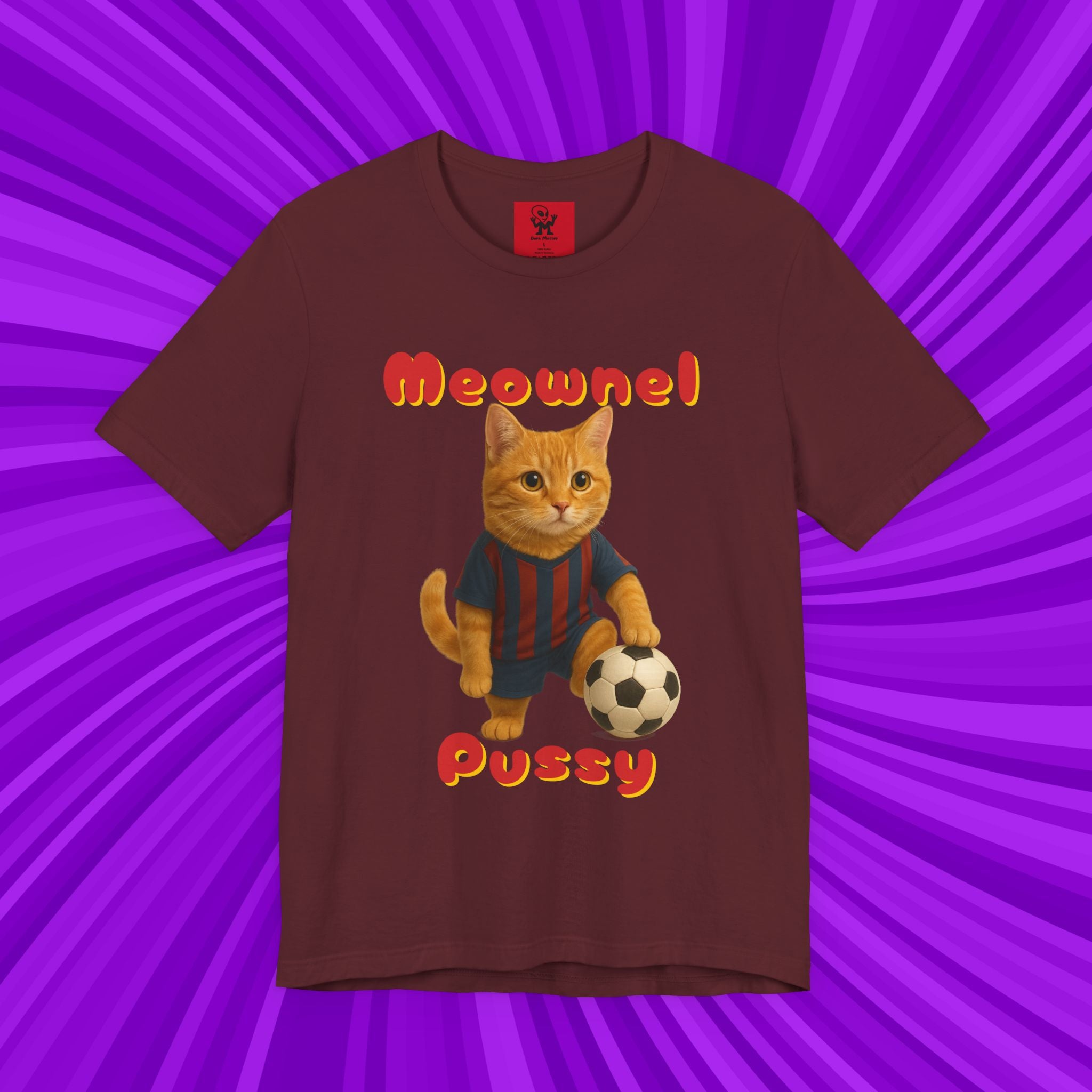 Meownel Pussy T-Shirt – Funny Cat Pun Soccer Parody Unisex Streetwear