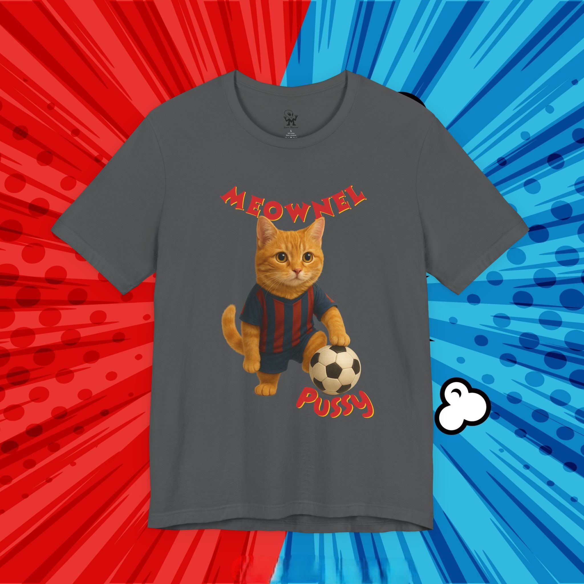 Meownel Pussy T-Shirt – Funny Cat Pun Soccer Tee for Pet Lovers, Football Fans & Parody Streetwear