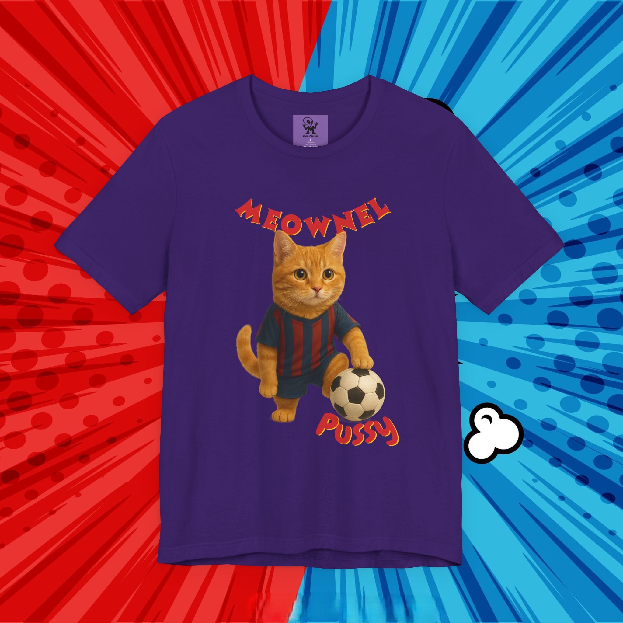 Meownel Pussy T-Shirt – Funny Cat Pun Soccer Tee for Pet Lovers, Football Fans & Parody Streetwear