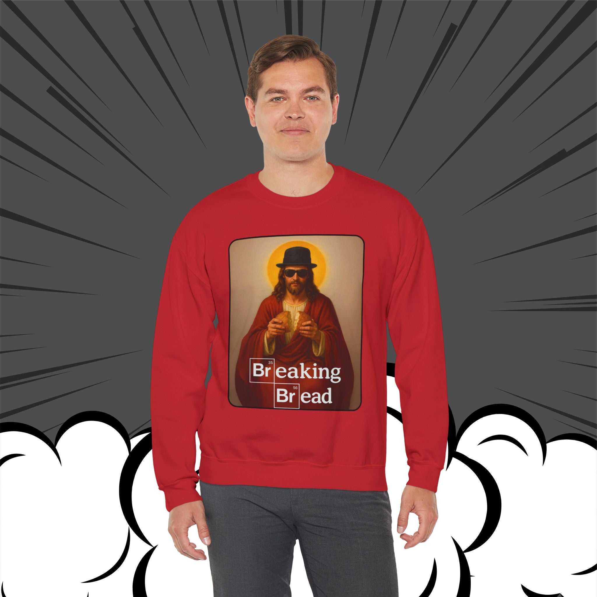 Breaking Bread Sweatshirt | Unisex Heavy Blend | Funny Meme Crewneck, Parody Streetwear