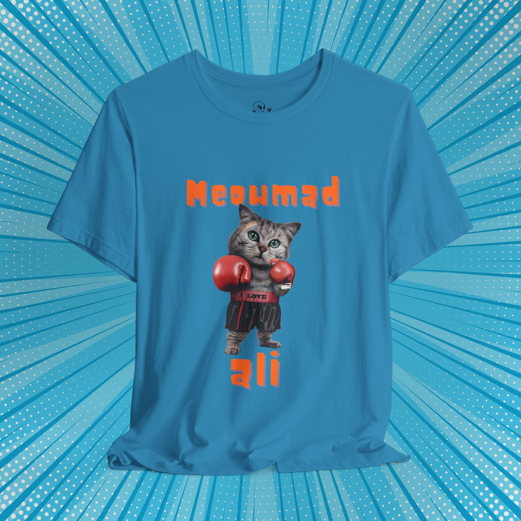 Meowmad Ali Cat Boxing T‑Shirt - Funny Cat Pun Boxing Tee for Cat Lovers, boxing humor, Animal puns