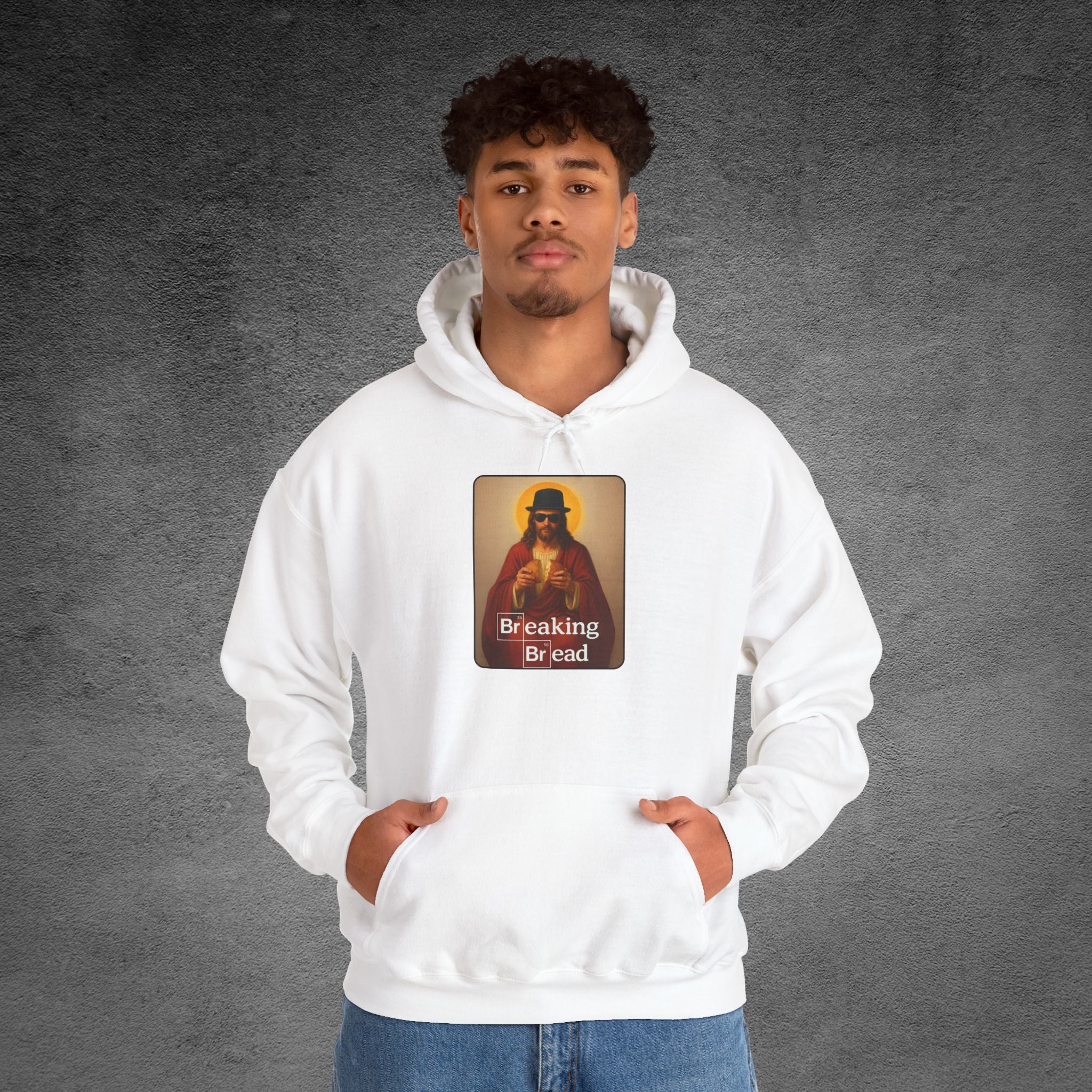 Breaking Bread Hoodie | Funny Jesus Parody | Dark Humor Streetwear | Unisex Heavy Blend