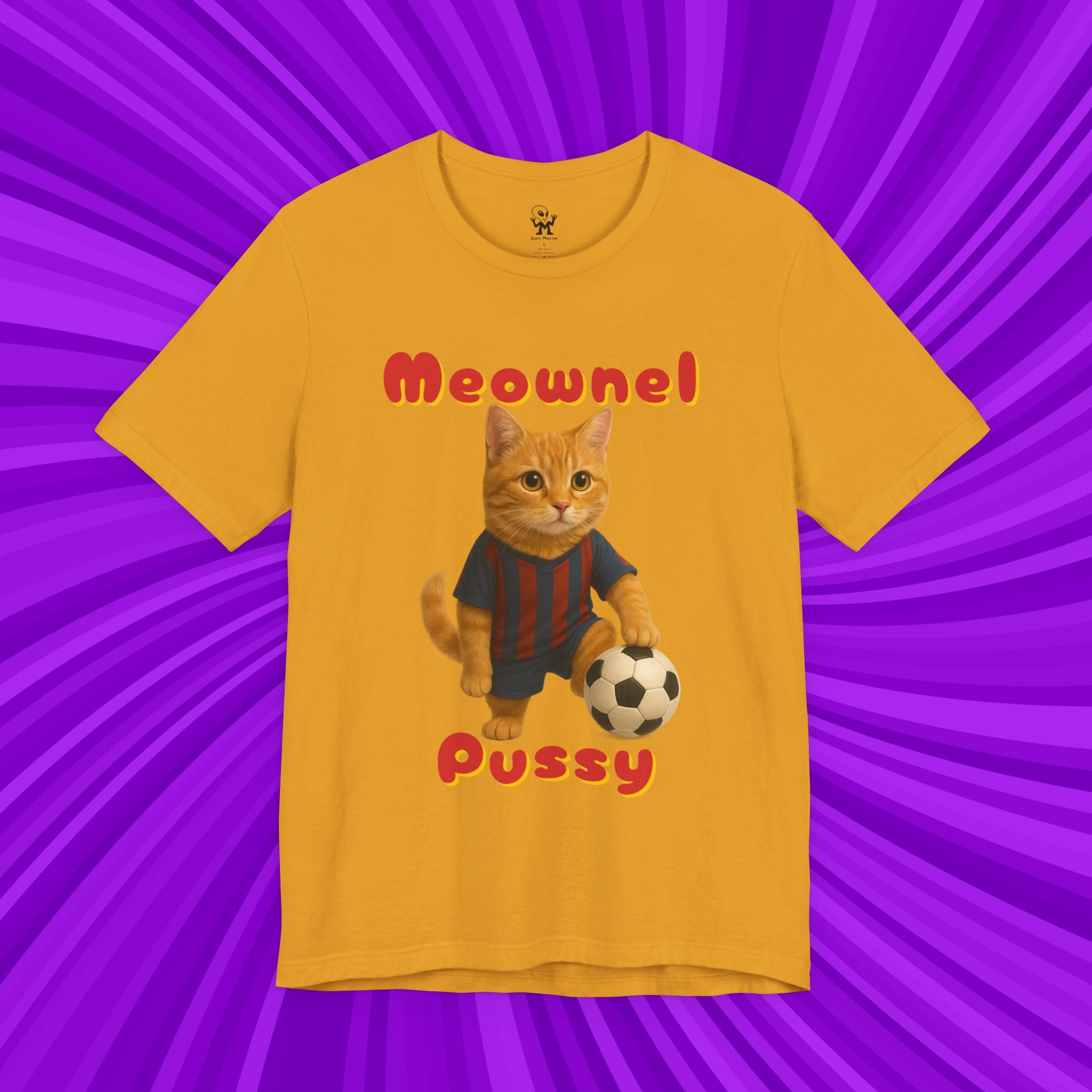 Meownel Pussy T-Shirt – Funny Cat Pun Soccer Parody Unisex Streetwear
