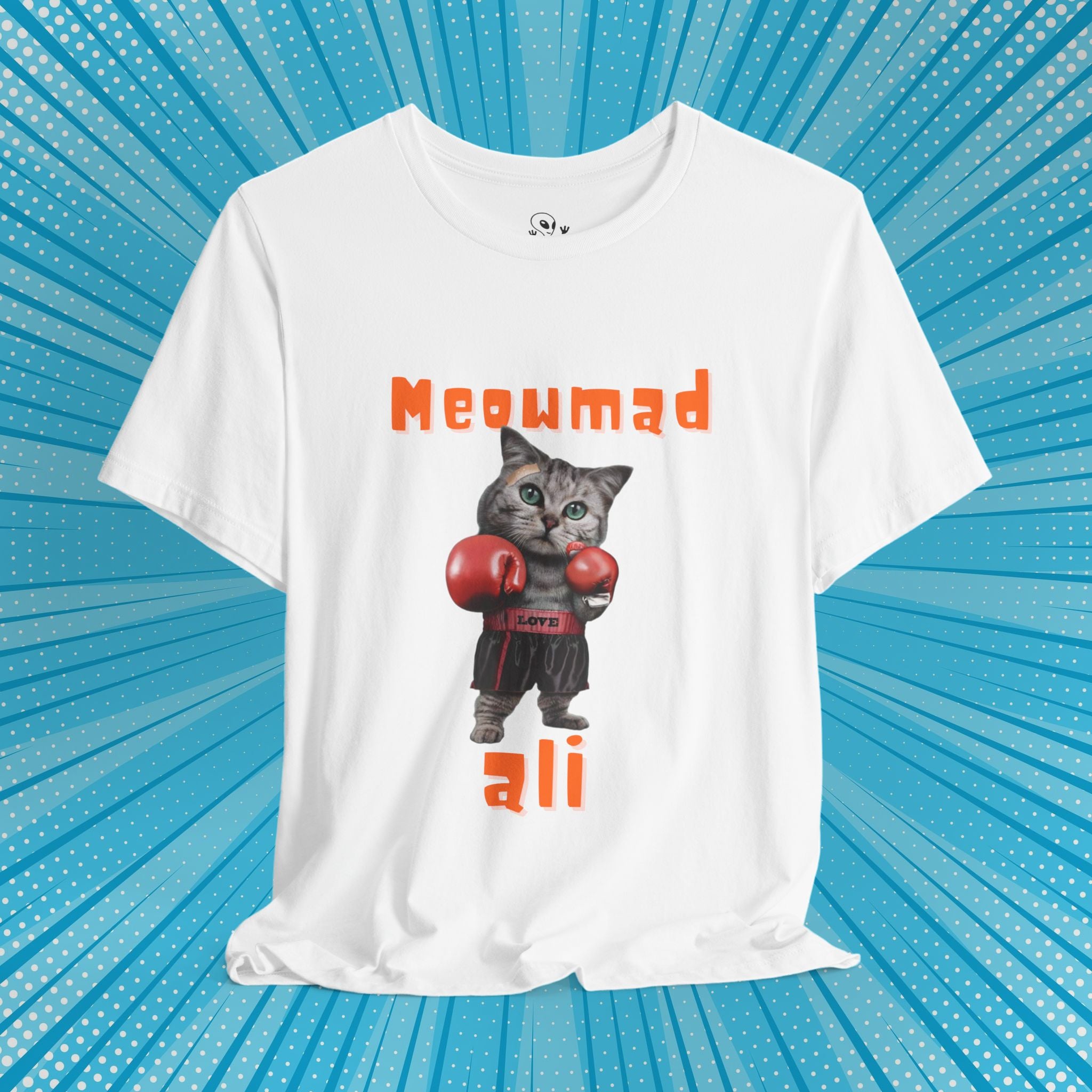 Meowmad Ali Cat Boxing T‑Shirt - Funny Cat Pun Boxing Tee for Cat Lovers, boxing humor, Animal puns